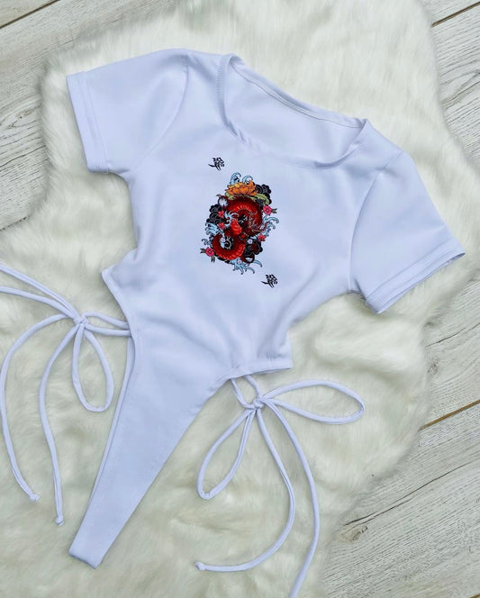 Body de tiro alto estampado